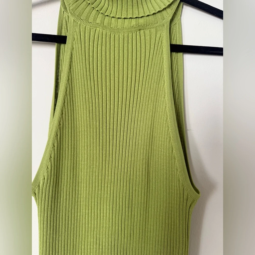ELOQUII Green Ribbed Keyhole Front Sleeveless Turtle Neck Maxi Dress - Picture 8 of 8